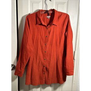 J. Jill Top Womens Large Button Front Shirt Corduroy  Red/Orange Shirt